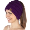 image:imageFunky Junque Exclusives Ponytail Beanie for Women  Cable Knit Womens Winter Hat High Pony Tail Running BeaniesPurple