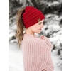 image:imageFunky Junque Exclusives Ponytail Beanie for Women  Cable Knit Womens Winter Hat High Pony Tail Running BeaniesRed