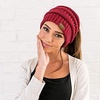 image:imageFunky Junque Exclusives Ponytail Beanie for Women  Cable Knit Womens Winter Hat High Pony Tail Running BeaniesRed
