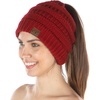 image:imageFunky Junque Exclusives Ponytail Beanie for Women  Cable Knit Womens Winter Hat High Pony Tail Running BeaniesRed