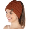 image:imageFunky Junque Exclusives Ponytail Beanie for Women  Cable Knit Womens Winter Hat High Pony Tail Running BeaniesRust