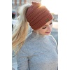 image:imageFunky Junque Exclusives Ponytail Beanie for Women  Cable Knit Womens Winter Hat High Pony Tail Running BeaniesRust