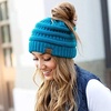 image:imageFunky Junque Exclusives Ponytail Beanie for Women  Cable Knit Womens Winter Hat High Pony Tail Running BeaniesTeal