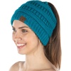 image:imageFunky Junque Exclusives Ponytail Beanie for Women  Cable Knit Womens Winter Hat High Pony Tail Running BeaniesTeal