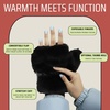 image:imageFunky Junque Faux Fur Flip Mittens Womens Warm Convertible Fingerless GlovesFaux Fur  Black