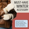 image:imageFunky Junque Faux Fur Flip Mittens Womens Warm Convertible Fingerless GlovesGlitter  Beige