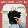 image:imageFunky Junque Faux Fur Flip Mittens Womens Warm Convertible Fingerless GlovesGlitter  Black