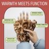 image:imageFunky Junque Faux Fur Flip Mittens Womens Warm Convertible Fingerless GlovesLeopard Print  Latte