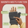 image:imageFunky Junque Faux Fur Flip Mittens Womens Warm Convertible Fingerless GlovesSherpa Grey
