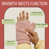 image:imageFunky Junque Faux Fur Flip Mittens Womens Warm Convertible Fingerless GlovesSherpa Rose