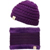 image:imageFunky Junque FleeceLined Neck Warmer Tube Scarf amp Knit Gaiter Bundle  Cozy Winter Set  Neutral Tones Vibrant HuesDk Purple
