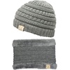 image:imageFunky Junque FleeceLined Neck Warmer Tube Scarf amp Knit Gaiter Bundle  Cozy Winter Set  Neutral Tones Vibrant HuesHeather Grey