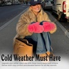 image:imageFunky Junque Fuzzy Mittens for Women Faux Fur Cold Weather Gloves Fleece Lined Cute Furry Fluffy Warm Winter FashionCandy Pink
