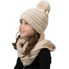 image:imageFunky Junque Girls Winter Hat amp Scarf Sets  Pom Beanie Ponytail Beanies or Headband with Matching Infinity Scarf Ages 15Beige  Pom Hat  Scarf