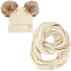image:imageFunky Junque Girls Winter Hat amp Scarf Sets  Pom Beanie Ponytail Beanies or Headband with Matching Infinity Scarf Ages 15BeigeFaux Fur  Double Pom Hat  Scarf