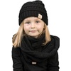 image:imageFunky Junque Girls Winter Hat amp Scarf Sets  Pom Beanie Ponytail Beanies or Headband with Matching Infinity Scarf Ages 15Black  Hat  Scarf