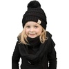 image:imageFunky Junque Girls Winter Hat amp Scarf Sets  Pom Beanie Ponytail Beanies or Headband with Matching Infinity Scarf Ages 15Black  Pom Hat  Scarf