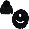image:imageFunky Junque Girls Winter Hat amp Scarf Sets  Pom Beanie Ponytail Beanies or Headband with Matching Infinity Scarf Ages 15Black  Pom Hat  Scarf