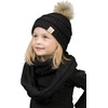 image:imageFunky Junque Girls Winter Hat amp Scarf Sets  Pom Beanie Ponytail Beanies or Headband with Matching Infinity Scarf Ages 15Black Faux Fur  Pom Hat  Scarf