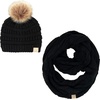 image:imageFunky Junque Girls Winter Hat amp Scarf Sets  Pom Beanie Ponytail Beanies or Headband with Matching Infinity Scarf Ages 15Black Faux Fur  Pom Hat  Scarf