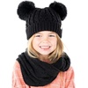 image:imageFunky Junque Girls Winter Hat amp Scarf Sets  Pom Beanie Ponytail Beanies or Headband with Matching Infinity Scarf Ages 15BlackBlack Fur  Double Pom Hat  Scarf