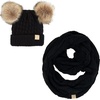 image:imageFunky Junque Girls Winter Hat amp Scarf Sets  Pom Beanie Ponytail Beanies or Headband with Matching Infinity Scarf Ages 15BlackFaux Fur  Double Pom Hat  Scarf