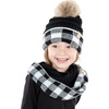 image:imageFunky Junque Girls Winter Hat amp Scarf Sets  Pom Beanie Ponytail Beanies or Headband with Matching Infinity Scarf Ages 15Buffalo Check  BlackWhite Pom