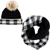 image:imageFunky Junque Girls Winter Hat amp Scarf Sets  Pom Beanie Ponytail Beanies or Headband with Matching Infinity Scarf Ages 15Buffalo Check  BlackWhite Pom