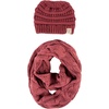 image:imageFunky Junque Girls Winter Hat amp Scarf Sets  Pom Beanie Ponytail Beanies or Headband with Matching Infinity Scarf Ages 15Dark Rose No Pom