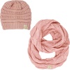 image:imageFunky Junque Girls Winter Hat amp Scarf Sets  Pom Beanie Ponytail Beanies or Headband with Matching Infinity Scarf Ages 15Indi Pink  Hat  Scarf