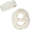 image:imageFunky Junque Girls Winter Hat amp Scarf Sets  Pom Beanie Ponytail Beanies or Headband with Matching Infinity Scarf Ages 15Ivory  Ribbed Knit Headwrap  Scarf