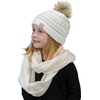 image:imageFunky Junque Girls Winter Hat amp Scarf Sets  Pom Beanie Ponytail Beanies or Headband with Matching Infinity Scarf Ages 15Ivory Faux Fur  Pom Hat  Scarf