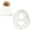 image:imageFunky Junque Girls Winter Hat amp Scarf Sets  Pom Beanie Ponytail Beanies or Headband with Matching Infinity Scarf Ages 15Ivory Faux Fur  Pom Hat  Scarf