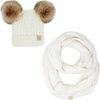 image:imageFunky Junque Girls Winter Hat amp Scarf Sets  Pom Beanie Ponytail Beanies or Headband with Matching Infinity Scarf Ages 15IvoryFaux Fur  Double Pom Hat  Scarf