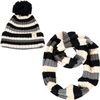 image:imageFunky Junque Girls Winter Hat amp Scarf Sets  Pom Beanie Ponytail Beanies or Headband with Matching Infinity Scarf Ages 15Multi Color Stripes  Black