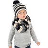 image:imageFunky Junque Girls Winter Hat amp Scarf Sets  Pom Beanie Ponytail Beanies or Headband with Matching Infinity Scarf Ages 15Multi Color Stripes  Black