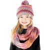 image:imageFunky Junque Girls Winter Hat amp Scarf Sets  Pom Beanie Ponytail Beanies or Headband with Matching Infinity Scarf Ages 15Multi Rose Mix  Pom Hat  Scarf
