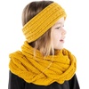 image:imageFunky Junque Girls Winter Hat amp Scarf Sets  Pom Beanie Ponytail Beanies or Headband with Matching Infinity Scarf Ages 15Mustard  Ribbed Headwrap  Scarf
