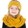 image:imageFunky Junque Girls Winter Hat amp Scarf Sets  Pom Beanie Ponytail Beanies or Headband with Matching Infinity Scarf Ages 15Mustard  Ribbed Headwrap  Scarf