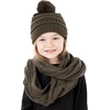 image:imageFunky Junque Girls Winter Hat amp Scarf Sets  Pom Beanie Ponytail Beanies or Headband with Matching Infinity Scarf Ages 15New Olive  Pom