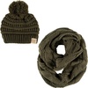 image:imageFunky Junque Girls Winter Hat amp Scarf Sets  Pom Beanie Ponytail Beanies or Headband with Matching Infinity Scarf Ages 15New Olive  Pom