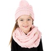 image:imageFunky Junque Girls Winter Hat amp Scarf Sets  Pom Beanie Ponytail Beanies or Headband with Matching Infinity Scarf Ages 15Pale Pink  Pom Hat  Scarf