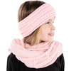 image:imageFunky Junque Girls Winter Hat amp Scarf Sets  Pom Beanie Ponytail Beanies or Headband with Matching Infinity Scarf Ages 15Pale Pink  Ribbed Headwrap  Scarf