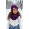 image:imageFunky Junque Girls Winter Hat amp Scarf Sets  Pom Beanie Ponytail Beanies or Headband with Matching Infinity Scarf Ages 15Purple  Hat  Scarf
