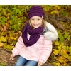 image:imageFunky Junque Girls Winter Hat amp Scarf Sets  Pom Beanie Ponytail Beanies or Headband with Matching Infinity Scarf Ages 15Purple  Hat  Scarf