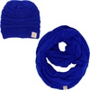 image:imageFunky Junque Girls Winter Hat amp Scarf Sets  Pom Beanie Ponytail Beanies or Headband with Matching Infinity Scarf Ages 15Royal Blue No Pom