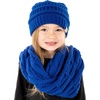 image:imageFunky Junque Girls Winter Hat amp Scarf Sets  Pom Beanie Ponytail Beanies or Headband with Matching Infinity Scarf Ages 15Royal Blue No Pom