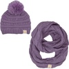 image:imageFunky Junque Girls Winter Hat amp Scarf Sets  Pom Beanie Ponytail Beanies or Headband with Matching Infinity Scarf Ages 15Violet  Pom Hat  Scarf