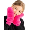 image:imageFunky Junque Kids Convertible Faux Fur Mittens  Girls Mittens Ages 39 Warm Sherpa Winter Fuzzy Mitten with Finger Flap1 Black 1 Fuchsia 2 Pack
