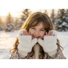 image:imageFunky Junque Kids Convertible Faux Fur Mittens  Girls Mittens Ages 39 Warm Sherpa Winter Fuzzy Mitten with Finger FlapIvory